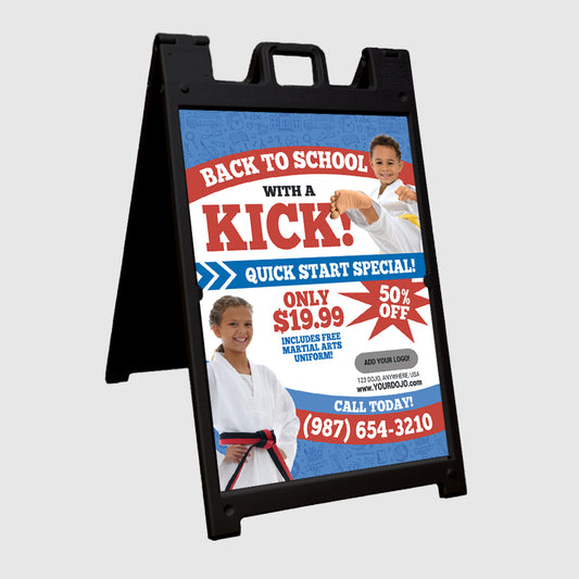 Back to School with a Kick A-Frame Sign